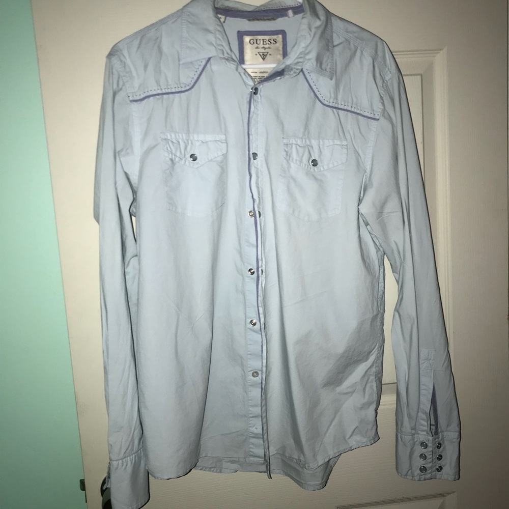 Guess light blue button up shirt